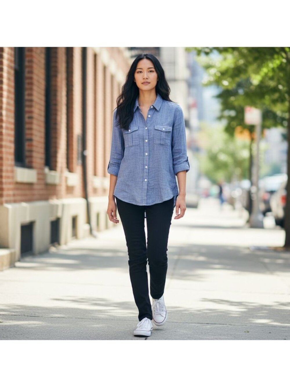 Banana Republic Soft Wash Linen Blend Womens Button-Down Shirt S Blue Striped